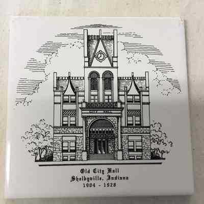 White & Black City Hall Ceramic Tile