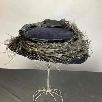 Women's Black Velvet Feathered Hat