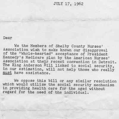 Shelby County Nurses Association, General Letter