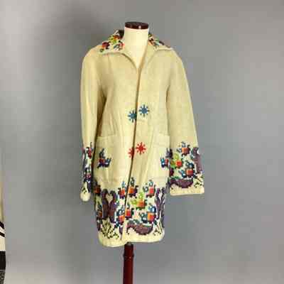 Women’s Multi-Color Cross Stitch Coat