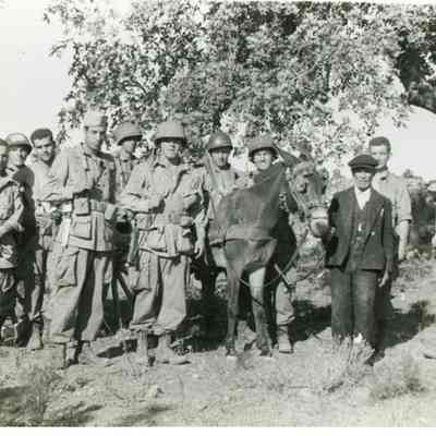 Unit of Soldiers with Unknown and a Horse Cart