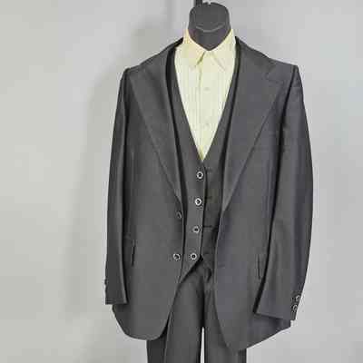 Men's Black Polyester Suit