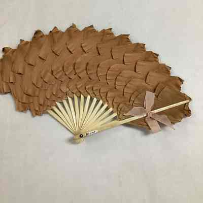 Tan Petal Folding Fan