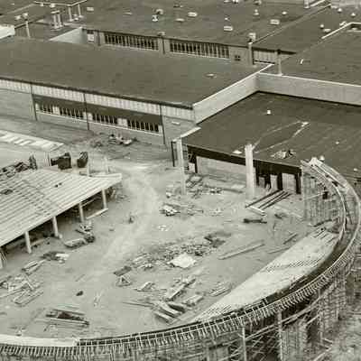 aerial photo of construction of a new Shelbyville Senior High School gymnasium