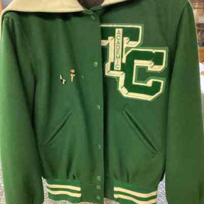 Women's Green Triton Central Letter Jacket