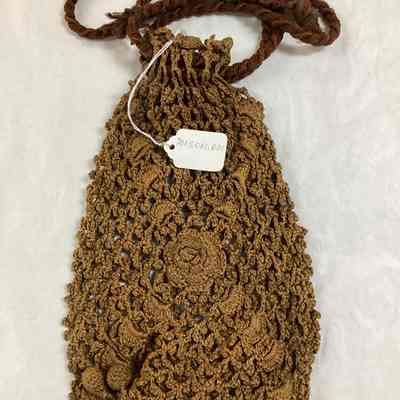 Brown Cotton Crocheted Purse