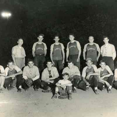 Baseball team with Kirby's on their jersey shirts
