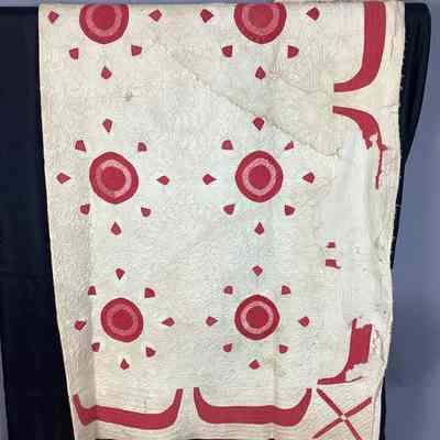 White & Red Pieced Quilt