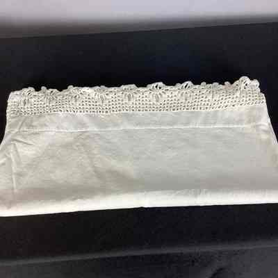 White Linen Pillowcase w/ Crocheted Edging