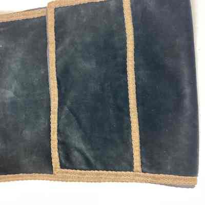 Dark Green Table Runner w/ Gold Braid Trim