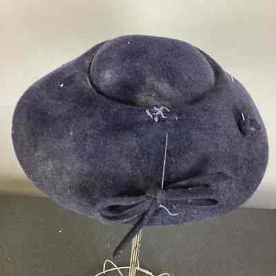 Women's Navy Felt Pancake Hat