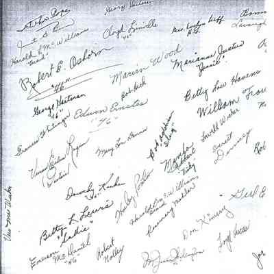 signatures page, inside, right side of folder