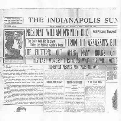 newspaper, front page left, mckinley assassination