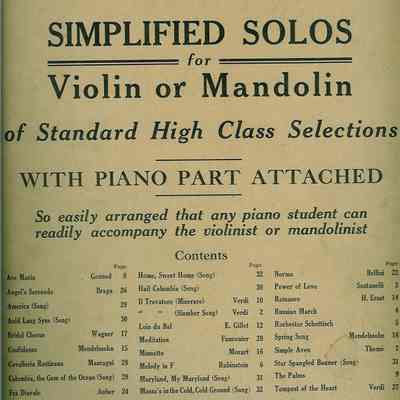 Mr. and Mrs. FRANK T. BENJAMIN'S, SIMPLIFIED SOLOS, for, Violin or Mandolin