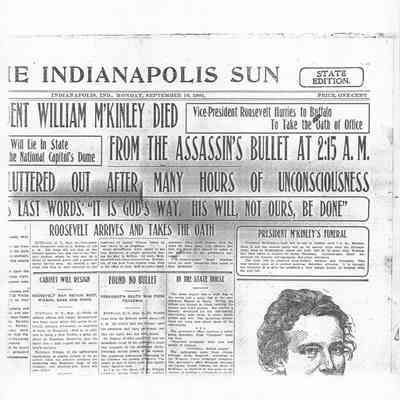 newspaper, front page right, mckinley assassination