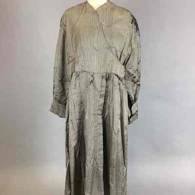 Women's Black and White Checked Silk Maternity Dress