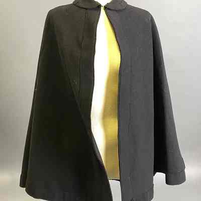Women's Black Wool Mourning Cape