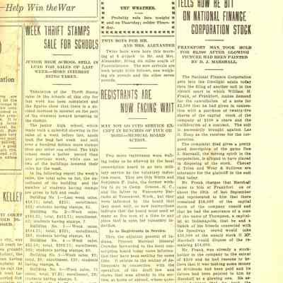 The Shelbyville Rebublican, front page upper right