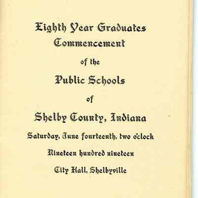 Eighth Year Graduates Commencement of the Public Schools of Shelby County, Indiana