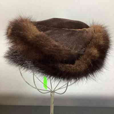 Women's Brown Fur Velvet & Fur Hat
