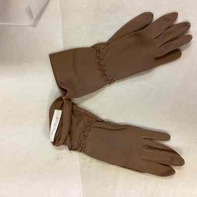 Women's Brown Polyester Gloves