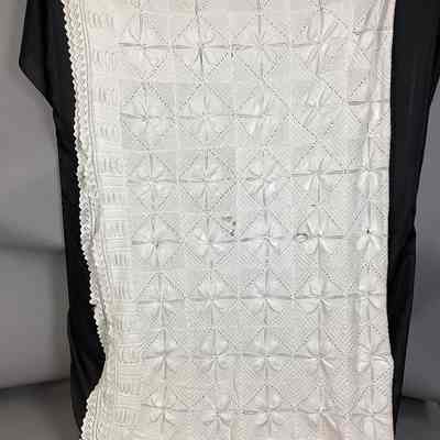 White Knit & Crocheted Bedspread