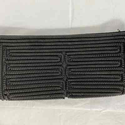 Black Beaded Clutch