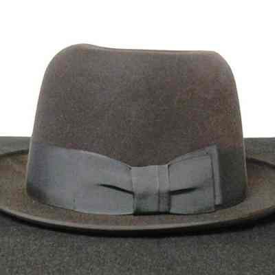 Men's Gray Felt Fedora Hat w/ Black Ribbon Band
