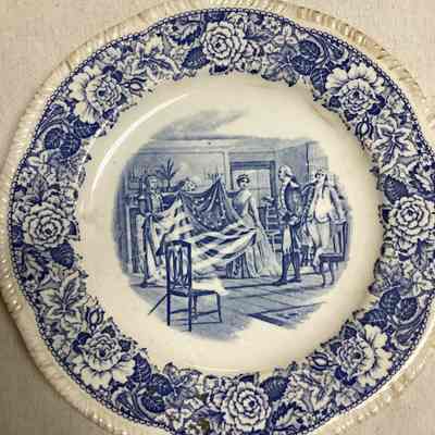 Blue & White Betsy Ross China Plate