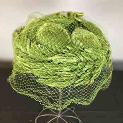 Women's Green Velvet Birdcage Pillbox Hat