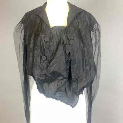 Women's Black Silk Blouse w/ Net Sleeves