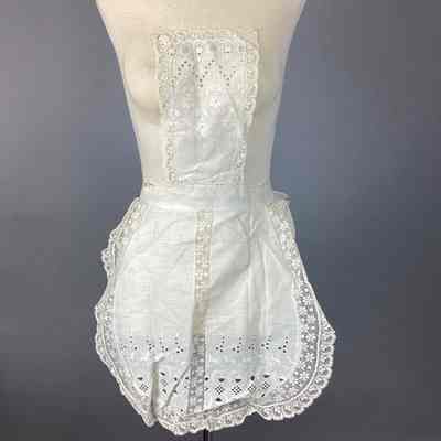 Women's White Cotton Lace Apron
