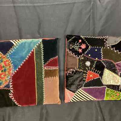 Two Crazy Quilt Pillows