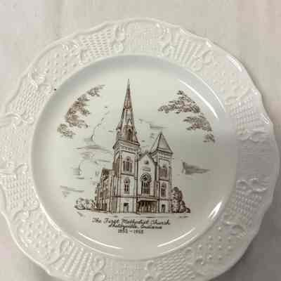 Cream & Brown First Methodist Church Commemorative Plate