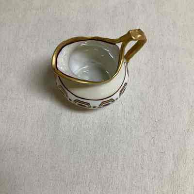 Maroon & Gold Hand-Painted Cream Pitcher