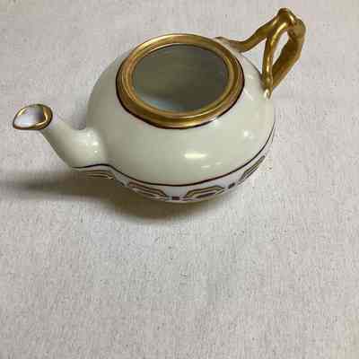 Maroon & Gold Hand-Painted Teapot