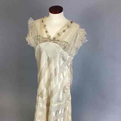 Women’s Ivory Striped Silk Dress