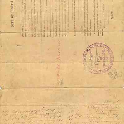 Discharge document of James B. Wilson from active military service, side B