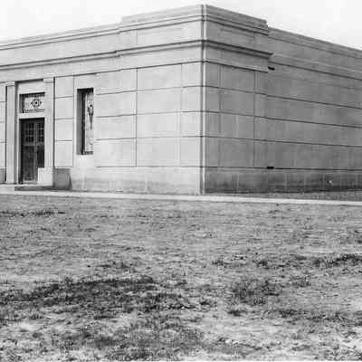 "Mausoleum/N. Michigan Road on hill".