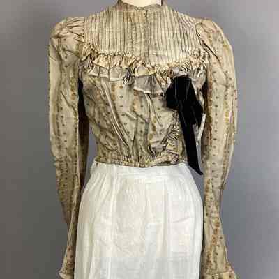 Women's Taupe Silk Foulard Bodice