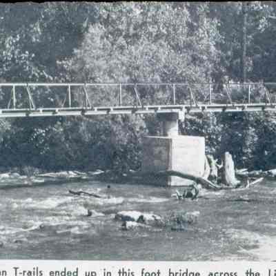 Interurban T-rails made into foot bridge