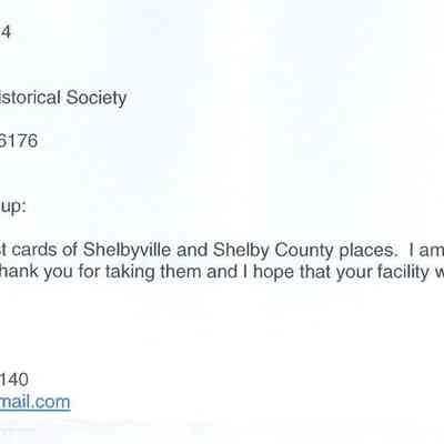 letter, donating postcards to historical society