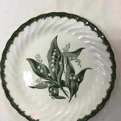 Green & White Floral China Dinner Plate