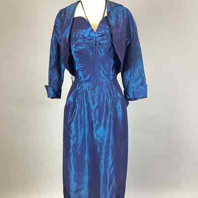 Women’s Blue Taffeta Dress + Bolero