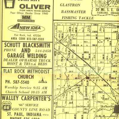 Sheby County Indiana Map Directory, upper left quadrant