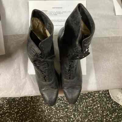 Women's Black Leather Walking Boots