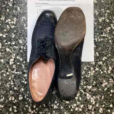 Women's Navy Blue Lace Oxford Heels