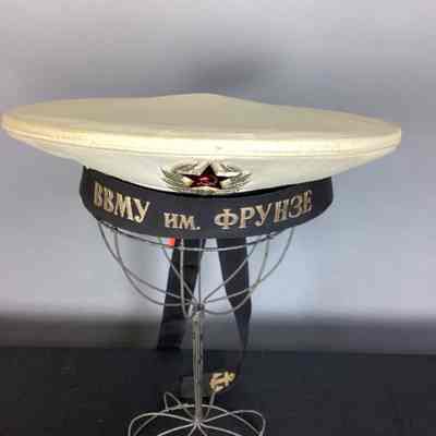 Men's White Cotton Russian Military Peaked Cap