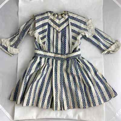 Children’s Blue & White Striped Dress w/ Polka Dots