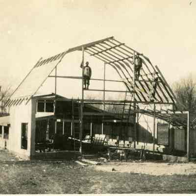 Unidentified Men on Barn Scaffolding